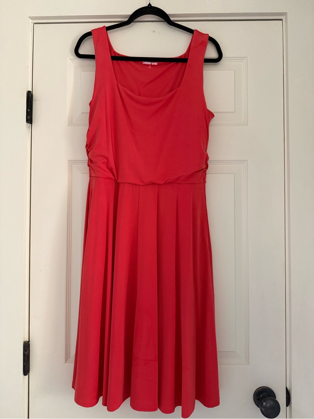 Lands' End Women's Washed Red Sleeveless Fit & Flare Dress